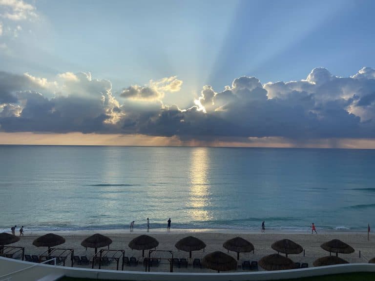 Sunrise from an ocean front suite at Royal Uno