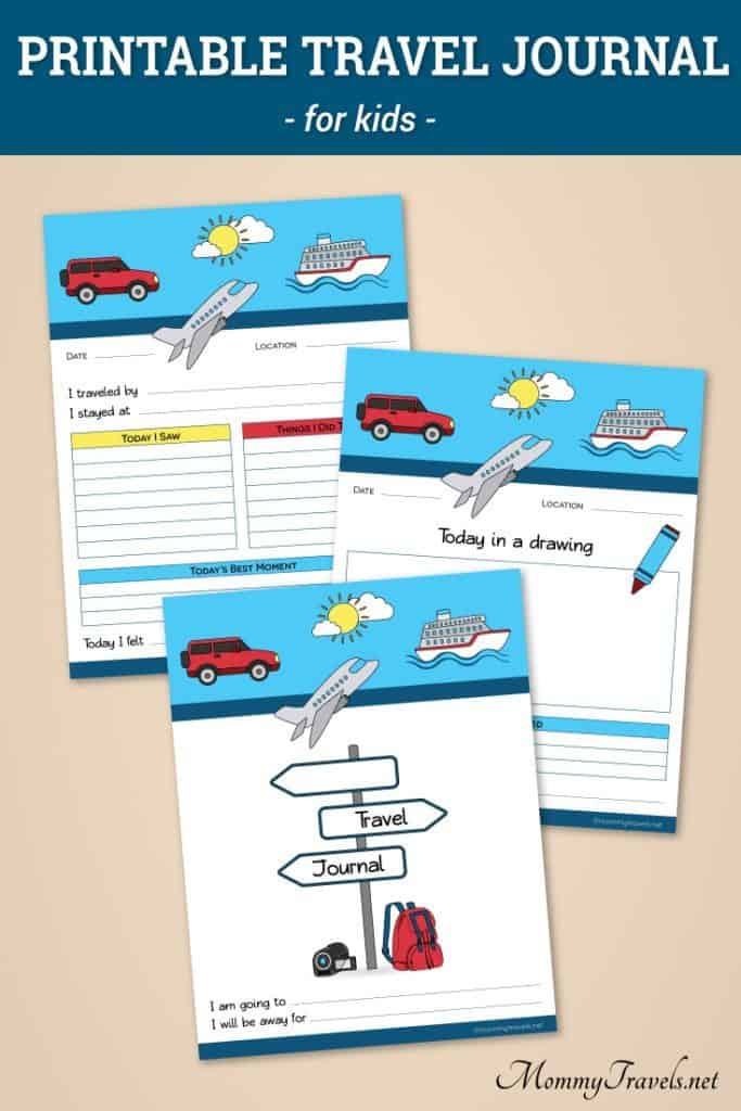 A printable travel journal for kids to use during a trip