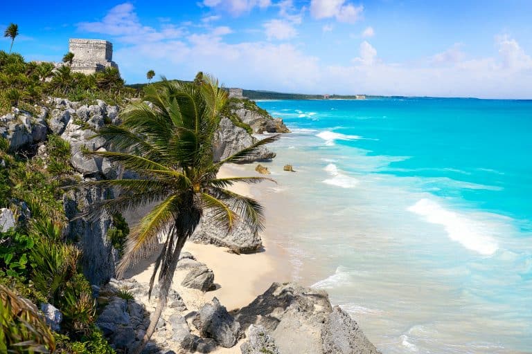 Tulum Mayan city ruins in Riviera Maya at the Caribbean of Mayan